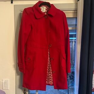 Tulle Vibrant Red Pea Coat
